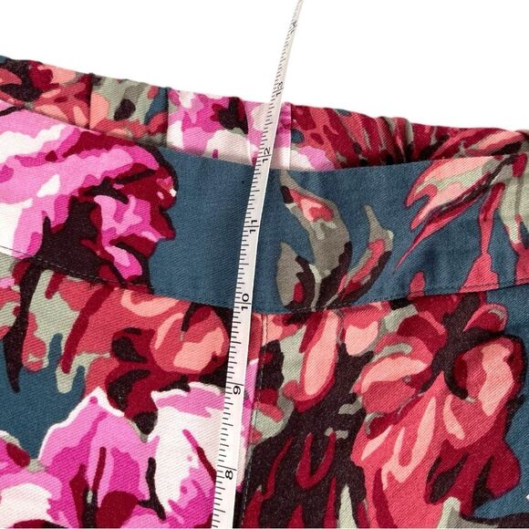 Soft Surroundings Yesenia Teal Pink Floral Print Wide Leg Pants womens XS - Picture 7 of 8